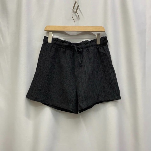 Women's Black Drawstring Shorts - Picture 1 of 5